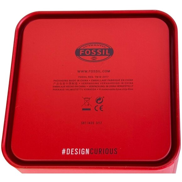 2017 Christmas Holiday Fossil Watch Holder ONLY Metal Tin Box Cases 2.75" Tall - Picture 3 of 16